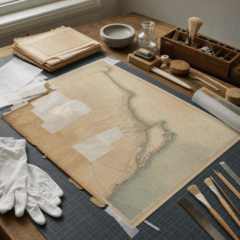 Archival Map Restoration Table