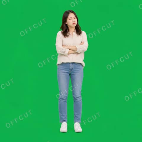 그린스크린 리액션 · 의심하는 여성 (팔짱)