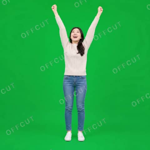 그린스크린 리액션 · 만세 환호하는 여성