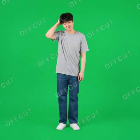 그린스크린 리액션 · 민망해하는 남성 (뒷머리 긁기)