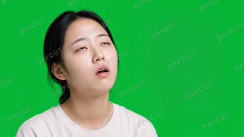 그린스크린 리액션 · 영혼 나간 여성 (클로즈업)