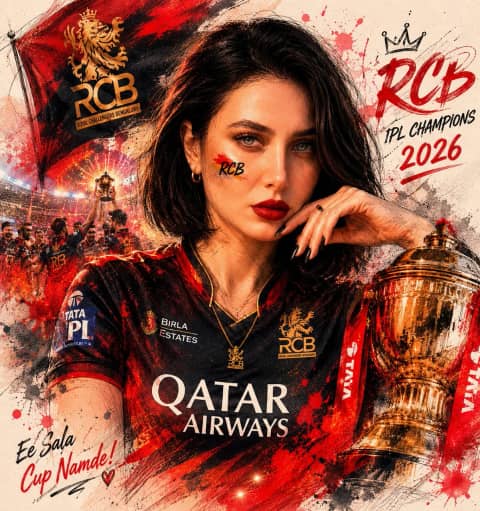 GPT 이미지 2 사례 #79 · RCB 우승 혼합 매체 포스터