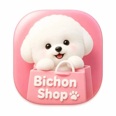 GPT 이미지 2 사례 #55 · Bichon Shop 스큐어모픽 앱 아이콘