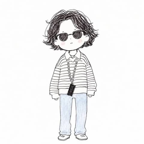 GPT 이미지 2 사례 #32 · 손그림 낙서풍 패션 인물 일러스트