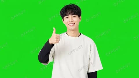 엄지척 하는 남성 리액션 (그린스크린)